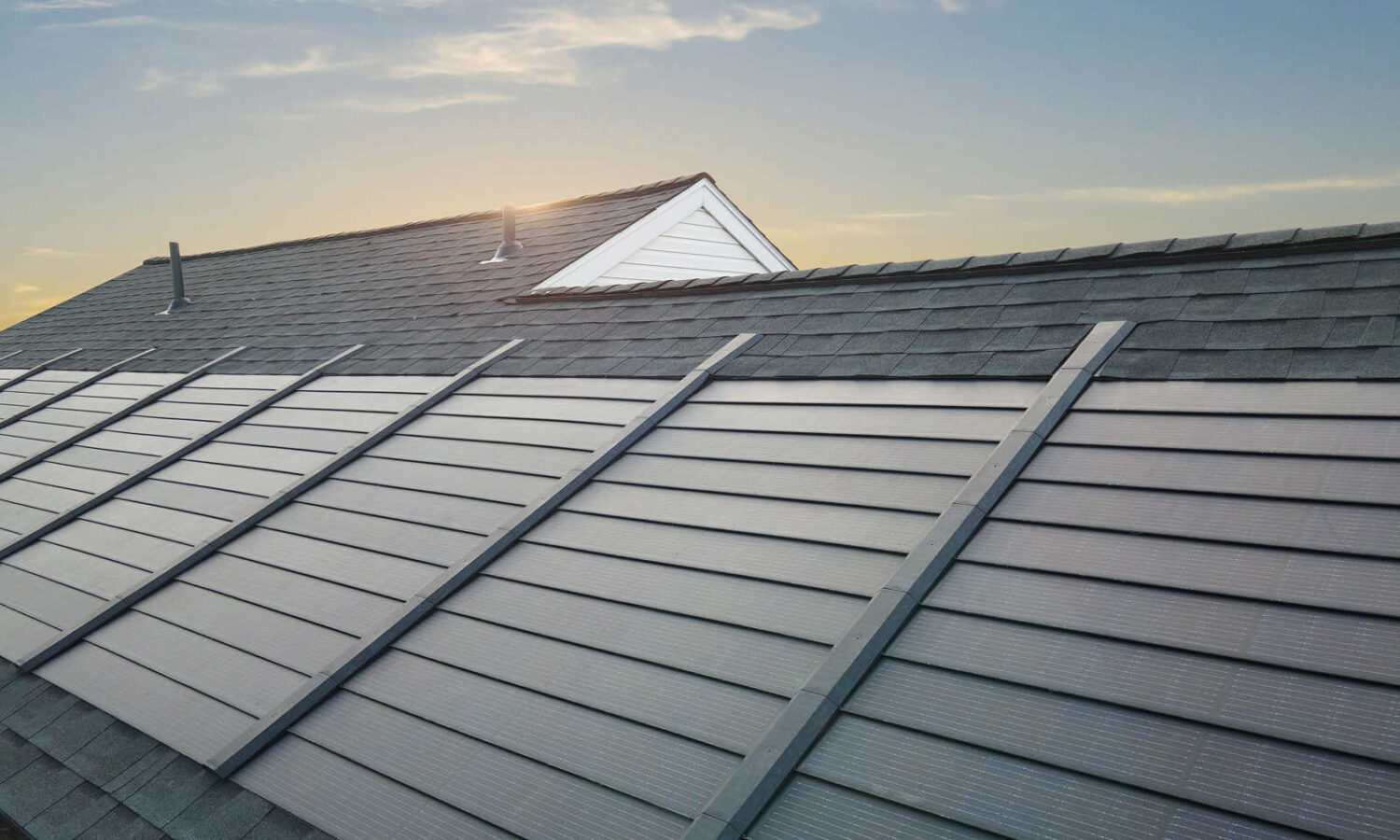 Innovative solar shingles installed on a modern roof
